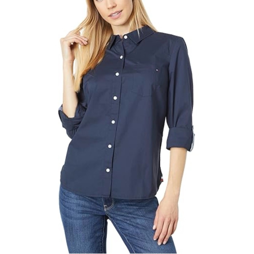 Tommy Hilfiger Navy Cotton Button-Down Shirt